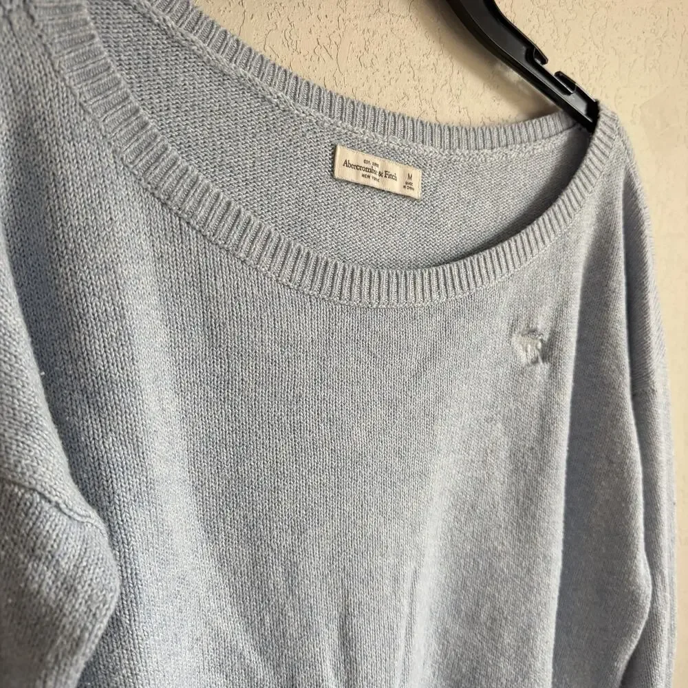 Abercrombie & Fitch Light Blue Off the Shoulder Sweater Womens M Casual